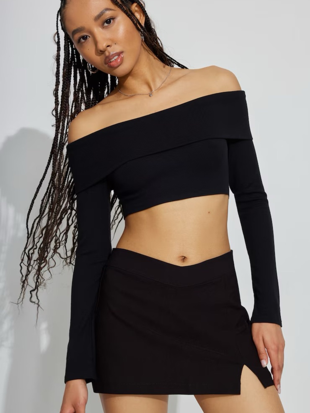 Black Women's Mini Skort with Side Slit